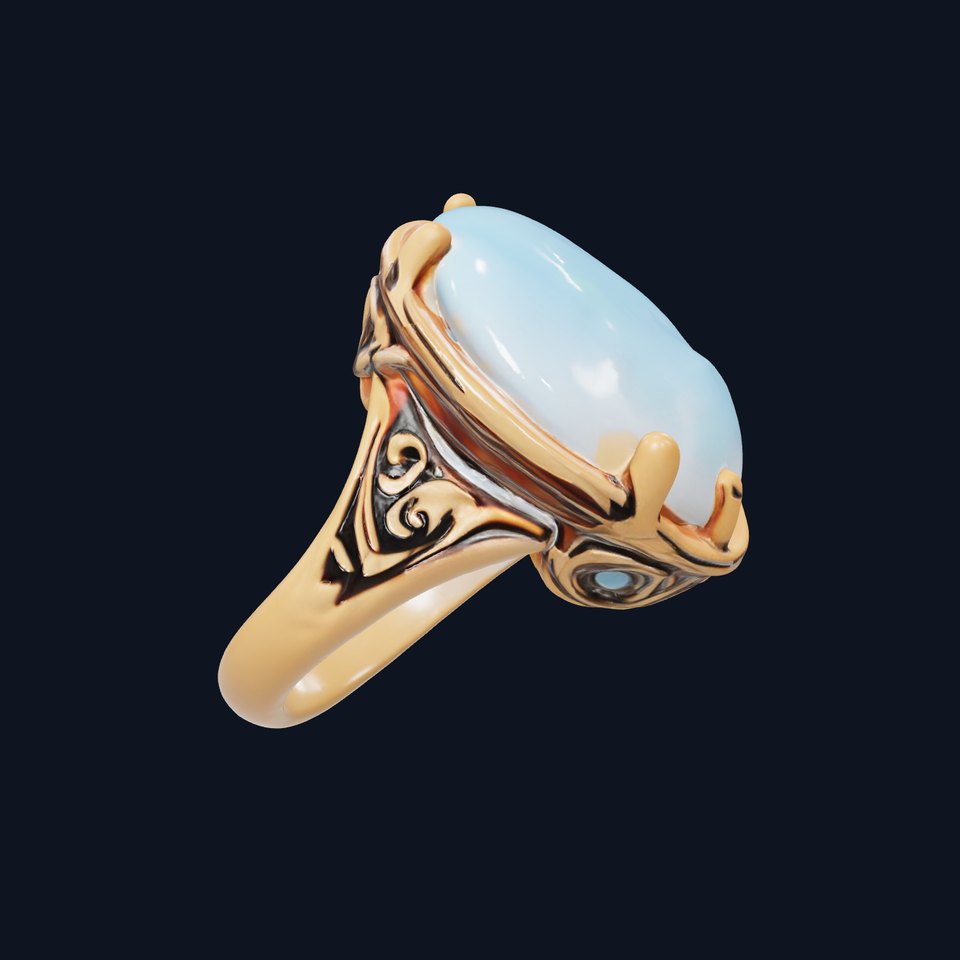 Opal Gold Ring Model Pack for Jewelry Visualization